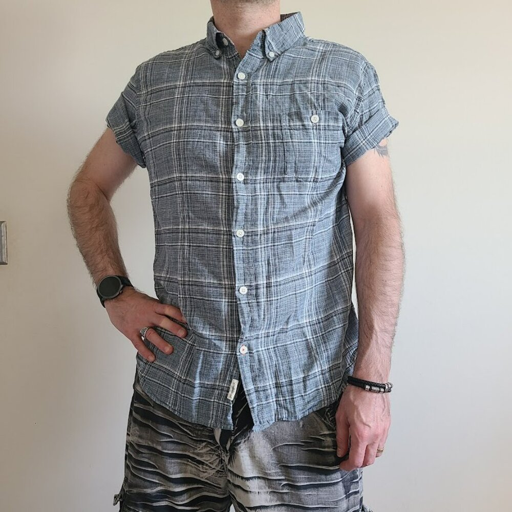 Weatherproof Vintage Plaid Shirt  Washable Linen Men's Size Large